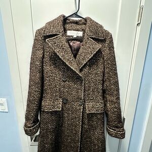 Vintage Trina Turk Brown Tweed Pea Coat